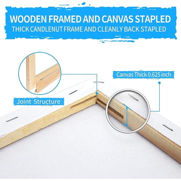 Pre Stretched Canvas 18x24 2 Pack Large Stretched Canvases for Painting Four fold Acrylic Titanium Priming Blank Canvas Boards for Painting