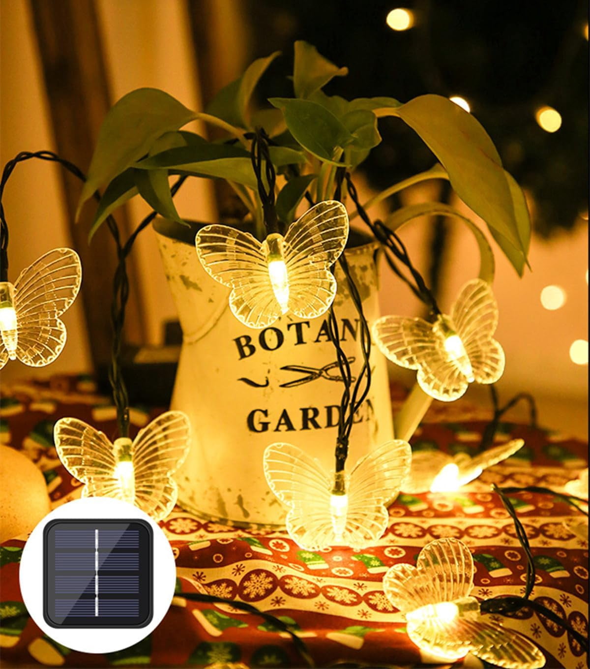 Huiyi LED Butterfly String Lights, 12m 100LED Outdoor Solar Powered String Light 8Mode Indoor for Lighting for Lawn Patio Wedding Party Decor