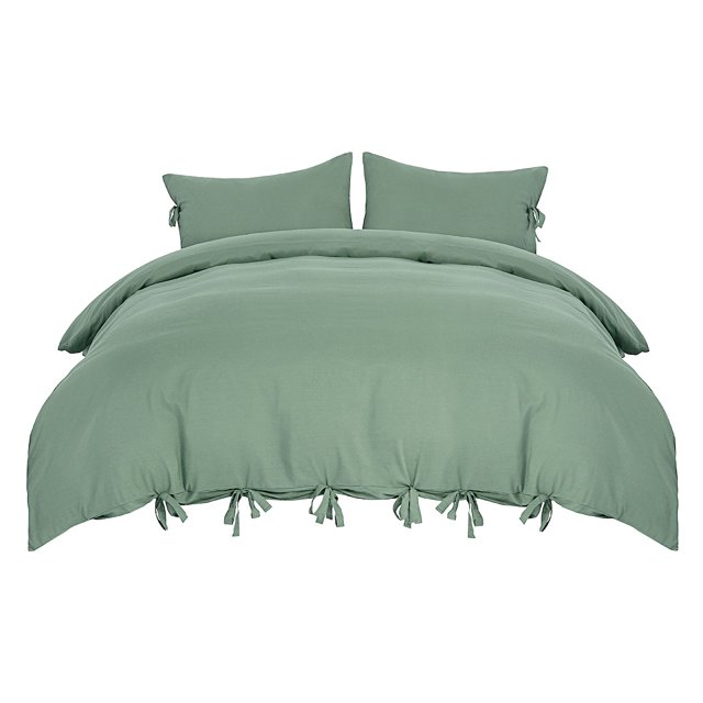 Unique Bargains 110gsm Brushed Polyester Duvet Cover Set Bedding Set with Bowtie,3-Pieces,