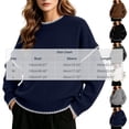 thumbnail image 4 of Tqcoqu Sweaters for Women Crewneck Long Sleeve Contrast Cable Knit Tops, Solid Loose Fit Casual Pullover Sweaters, Oversized Stitching Fall Clothes Outfits, 4 of 6