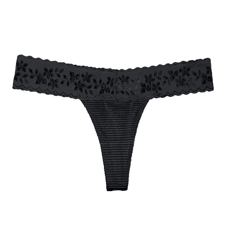 HUPOM Pregnancy Underwear For Women Underwear Thong Casual Tie Comfort  Waist Black L