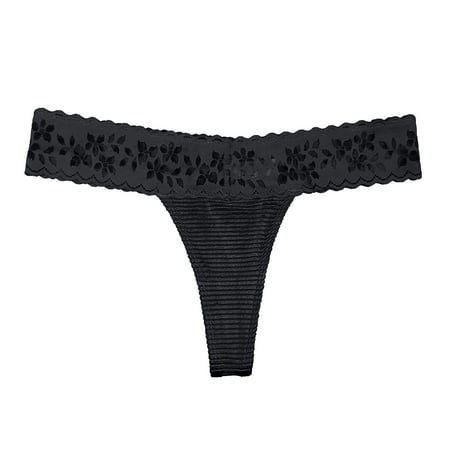 

Odeerbi Reduced Womens Underwear Seamless Thongs Solid Lace Lingerie Panties Underpants Panties Black
