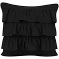 thumbnail image 4 of DNG Creations 3 Piece Three Line Ruffle Duvet Cover With Zipper Closure & Corner Ties - 800 Threads Count, 100% Egyptian Cotton ( Solid Black - Twin/Twin XL ), 4 of 4