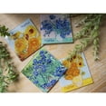 thumbnail image 2 of CARMANI CR-195-0151 Glass Coasters With Vincent van Gogh Paintings 4.1x4.1 in Flowers, Set Of 4, Post-Impressionism, 2 of 4