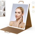 thumbnail image 1 of Makeup Mirror with Lights mAh USB Rechargeable Lighted Makeup Mirror Touch Screen Colors Adjustable LED Lights Compact Travel Mirror for Girls Women (Pink), 1 of 8