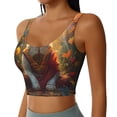 thumbnail image 2 of Balery Sunshine Flower Meditating Cat Sujetadores deportivos con espalda cruzada para mujer, acolchados, sin costuras, de alto impacto, ideales para yoga, gimnasio, entrenamiento y fitness.-X-Large, 2 of 8