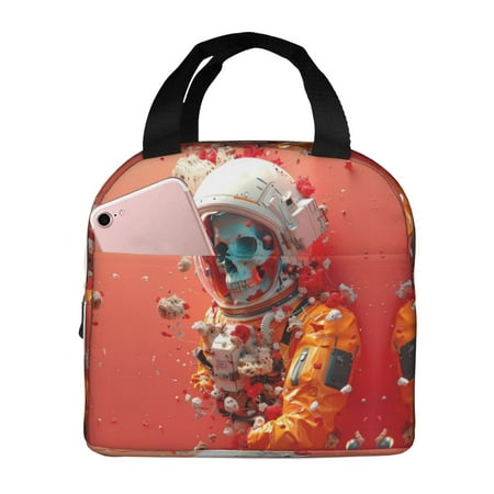 Insulated Lunch Bag for Women Men - Space Skeleton Art Leakproof Cooler Lunch Box for Women Men  Lunch Tote Bags for Work School Picnic Travel