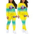 thumbnail image 4 of FOCUSNORM Ensemble Sweat à Manches Longues + Pantalon Taille Haute pour Femmes avec Imprimé Lèvres, 4 of 5