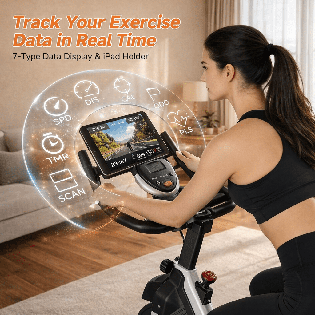 USLIM Magnetic Exercise Bike for Home, Silent Belt-Drive Stationary Bike with Brake Pad, Comfort Seat, 330 lb Capacity, Gray