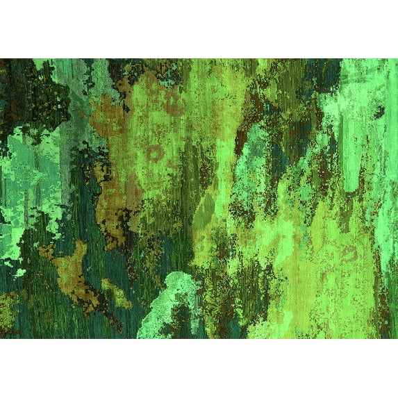 Ahgly Company Indoor Rectangle Oriental Green Industrial Area Rugs, 6' x 9'