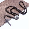 thumbnail image 4 of HOOUN Saint Benedict Wood Beads Rosary Crucifix Cross Necklace Catholic Jewelry-Carved Rose Beads, 4 of 6