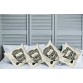 thumbnail image 2 of Ambesonne Indie Throw Pillow Cover 4 Pack, Skull with Mustache and Glass, 24", Black Cream, 2 of 7