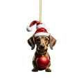 thumbnail image 2 of Christmas Dachshund Dog Ornaments 2D Acrylic Hanging Decorations, Cute Sausage Dog Tree Pendant for Holiday Party Home Decor, Funny Animal Car Interior Wall Gift, Winter Xmas Decor, 2 of 4