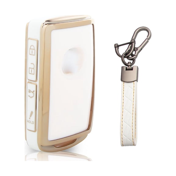 Xotic Tech White Soft TPU Full Covered Seal 4-Button Remote Control Smart Keyless Key Fob Cover Holder Shell Case Skin w/Keychain Compatible with Mazda 3 6 CX-5 CX-9 CX-12 CX-30 MX-5 2019-UP