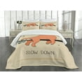 thumbnail image 3 of Ambesonne Animal Quilted Bedspread Set 3 Pcs, Sleepy Sloth Cartoon, King Size, Multicolor, 3 of 5