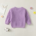 thumbnail image 3 of 12 Months Baby Girls Sweaters 18 Months Girls Fall Winter Sweaters Solid Color Cute Flower Round Neck Toddler Girls Long Sleeve Sweaters Purple, 3 of 8