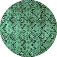 thumbnail image 1 of Ahgly Company Indoor Round Abstract Turquoise Blue Modern Area Rugs, 6' Round, 1 of 4