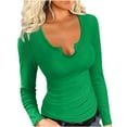 thumbnail image 1 of Yuyuzo Ribbed Knit Tops for Women Long Sleeve Slim Fitted Fall Casual Solid Color Going out Shirts, 1 of 5