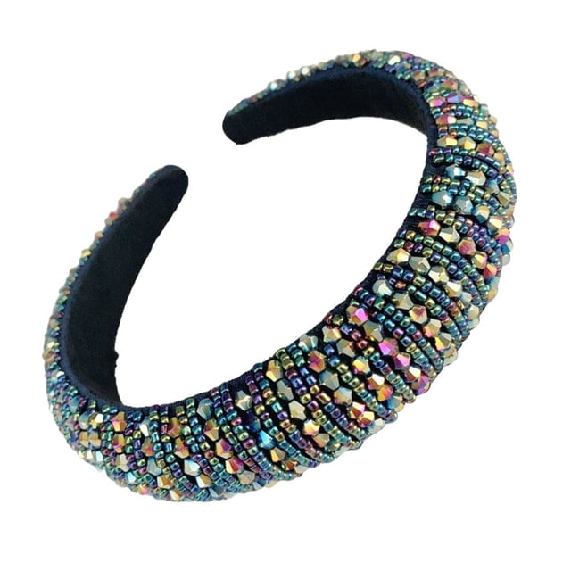 Sonducket Diademas con cuentas de cristal, tocado bohemio, accesorios flexibles para el cabello, diademas, tocados para mujer, boda Accesorio para el cabello negro colorido