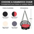 thumbnail image 5 of Bahia Macrame Hammock Chair with Cushion Hanging Chair for Bedroom Rope Boho Swing Chair Indoor Macrame Swinging Chair Outdoor Hand Woven Rope Hammock Accent Chair - Black Hammock Chair, Red Cushion, 5 of 7
