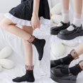 thumbnail image 3 of Style 1 Calcetines de tripulación para estudiantes de escuela Harajuku con adornos de volantes Vintage de puntos bonitos para mujer, 3 of 5