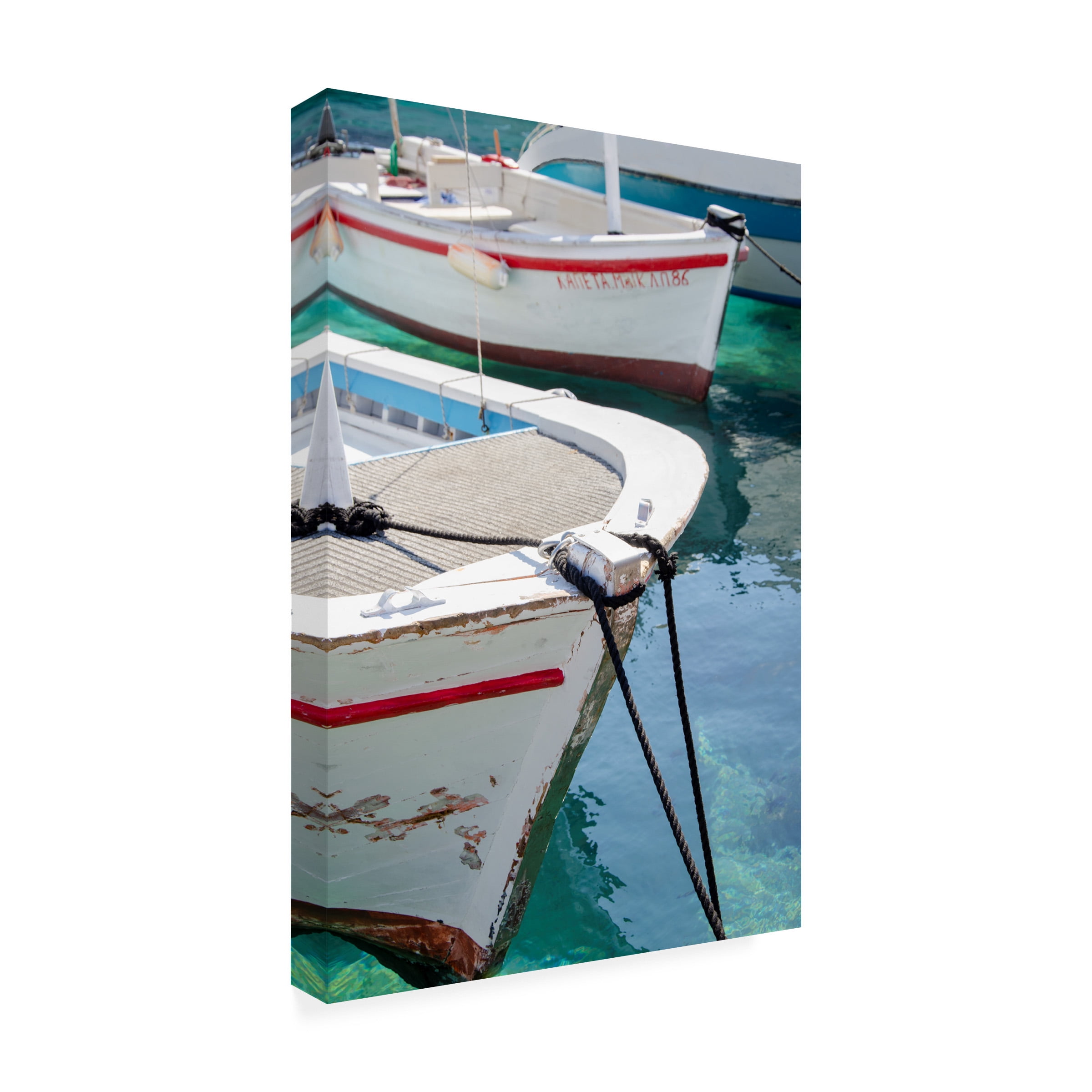 Laura DeNardo 'Workboats of Corfu Greece III' Canvas Art