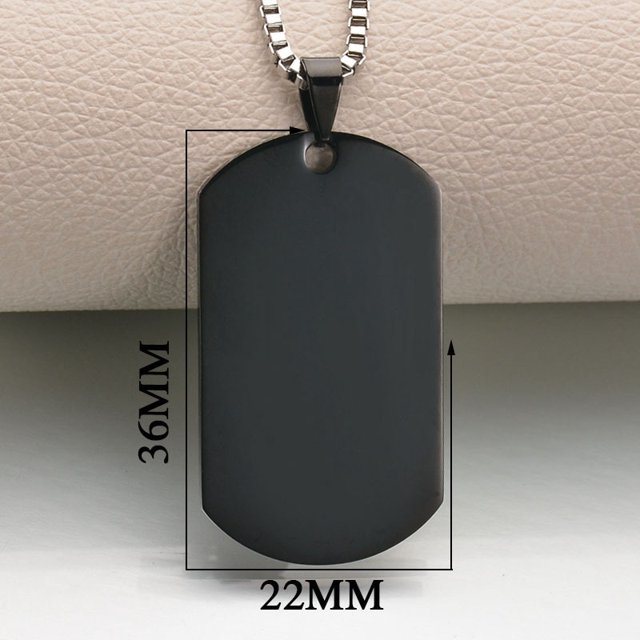 Placa de identificación para perro de acero inoxidable y titanio con cara brillante, placa militar, placa de identificación de soldado de EE. UU., colgante cuadrado