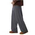 thumbnail image 2 of Ceisia Men's Wide-Leg Relaxed Sweatpants | Elastic Waist Side Layered Stripe Casual Pants (Multiple Solid Colors) Gifts, 2 of 9