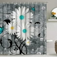 Ikfashoni White Daisy Shower Curtains, Spring Floral Butterfly Bathroom Curtains,Oxford Fabric