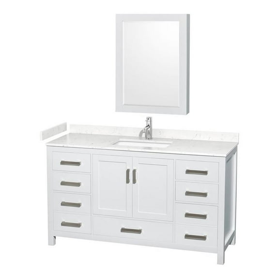 Wyndham Collection Sheffield 60" Wood Single Bathroom Vanity in Chrome/White