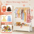 thumbnail image 3 of Kids Clothing Rack with Storage Shelf, White Baby Garment Organizer for Coats & Clothes, 3 of 6