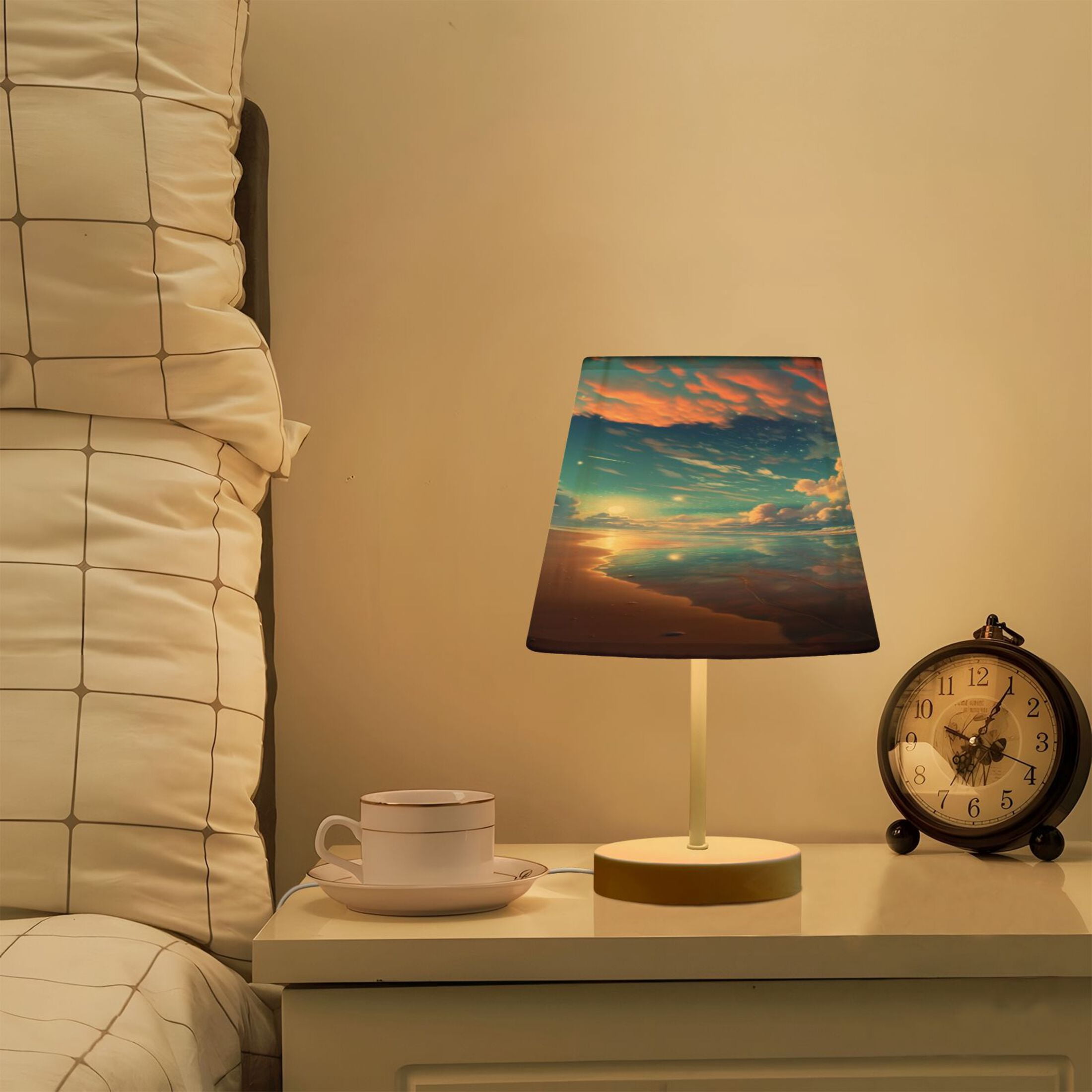 Beach Sea Sun Desk Lamp LED Table Nightstand Lamps with 3 Color Temperatures for Home Bedroom Living Room Decor 8x12
