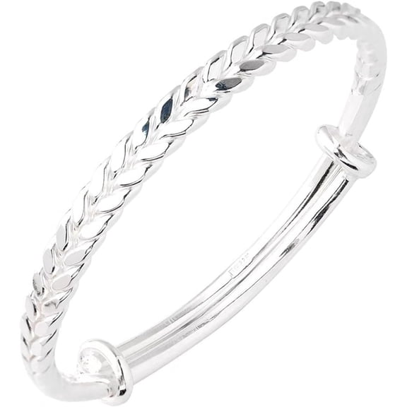 Bangle Bracelets for Women, 2026 Ladies 925 Sterling Silver Bangles Fashion Dainty Jewelry Simple Adjustable Silver Bangles Valentine Mothers Day Gift