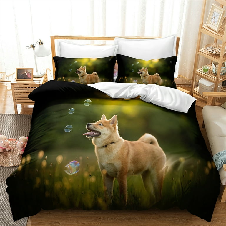 3D Animal Theme Bedding Set Queen Size Dog Duvet Cover Set Cute