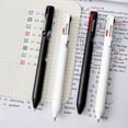thumbnail image 5 of 6 multicolour gel pens, 4 in 1, 1 model with 4 colours, smooth, non stop ink, quick drying, simple solid colour design, DIY suitable study office writing note taking, black high capacity gel pen, 5 of 10