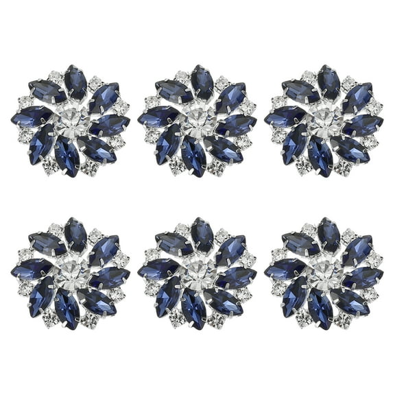 Uxcell 6Pcs Flower Rhinestone Buttons, 1"(25mm) Light Black Crystal Shank Buttons