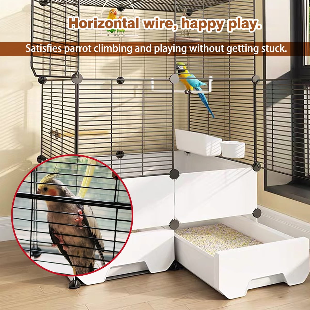 Aqwiopr Bird Cage Birdcage 59 Inch Height Bird Cage Metal Bird House with Wheel Rolling for Parrots Conure Lovebird Cockatiel Bird Cages