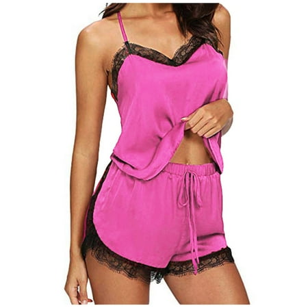 

Lingerie Set Womens Push Up Jumpsuit Fashion Lace Underwear Sleepwear Pajamas Garter Matching Bra and Panty Sets Pink XXL