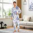 thumbnail image 2 of 1 Piece Adult Onesie Pajamas Cozy & Loose-Fit Sleepsuit Loungewear with Pockets Blue Hydrangea X-Small, 2 of 7