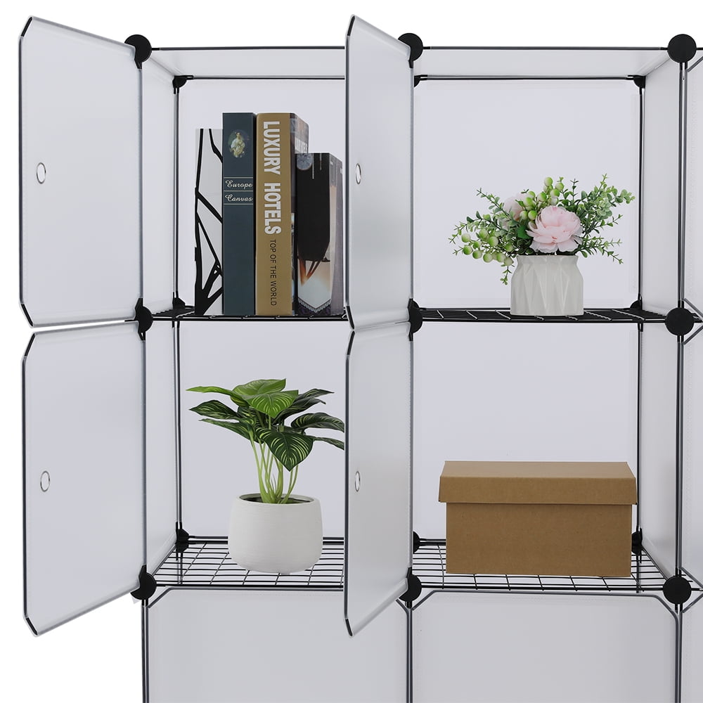 Kepooman Cube Storage Organizer, 16-Cube Book Shelf, DIY Plastic Closet Cabinet, Modular Bookcase, Storage Shelving for Bedroom, Living Room, Office, White