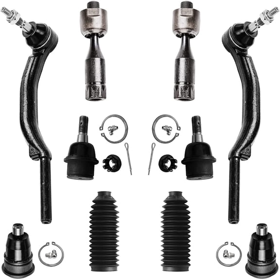 Detroit Axle - Front 10pc Suspension Kit for Chevrolet Trailblazer EXT SSR GMC Envoy XL XUV Buick Rainier Saab 9-7x Isuzu Ascender, 4 Tie Rods 4 Ball Joints 2 Boots
