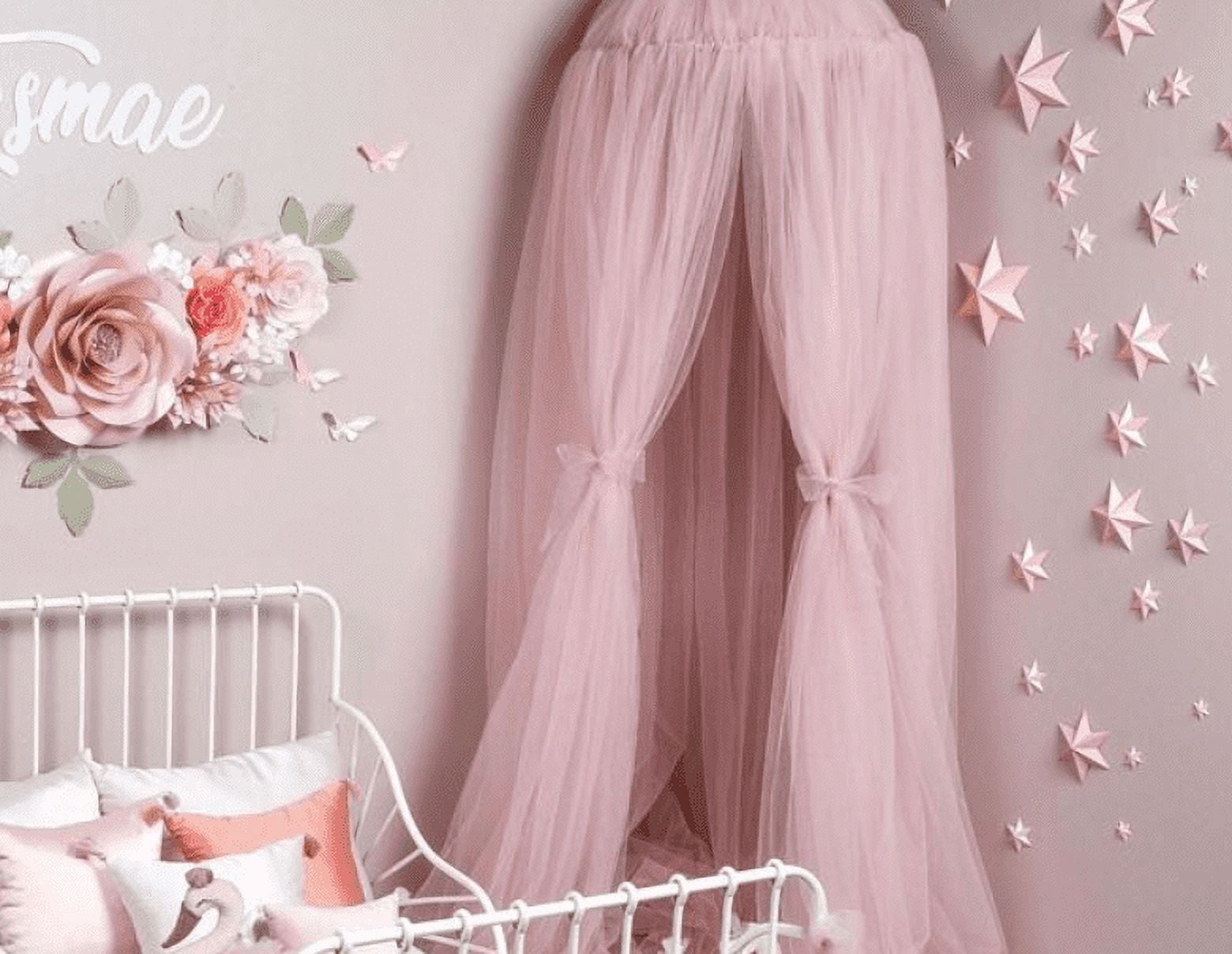 Modern Nursery Kids Bed Canopy - Baby Crib Bed Mosquito net Reading Nook - Princess House Castle Bed Hanging Sheer Canopy 10 Layers  PRINCESS PINK TULLE