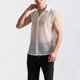 thumbnail image 4 of Camiseta sin mangas con cuello vuelto para hombre, informal, a la moda, lisa, sin mangas, con botones, blusa de poliéster con encaje., 4 of 5