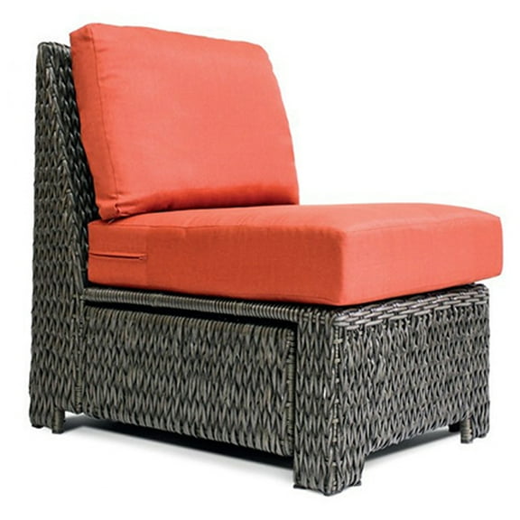 Patio Sectional Sofa Rattan Component Chair with Cushion,No Arm Chair