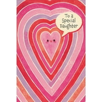 Pictura Smiley Face Inside Concentric Pink, Red and Purple Hearts Valentine's Day Card for Daughter