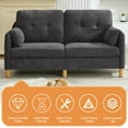 thumbnail image 2 of DOMICARE 65" Chenille Loveseat Sofa, Modern 2-Seater Couch with Armrest Pillows, Storage Pockets, Easy Assembly, Upholstered Tufted Loveseat Sofa Couches for Living Room Bedroom, Dark gray, 2 of 7