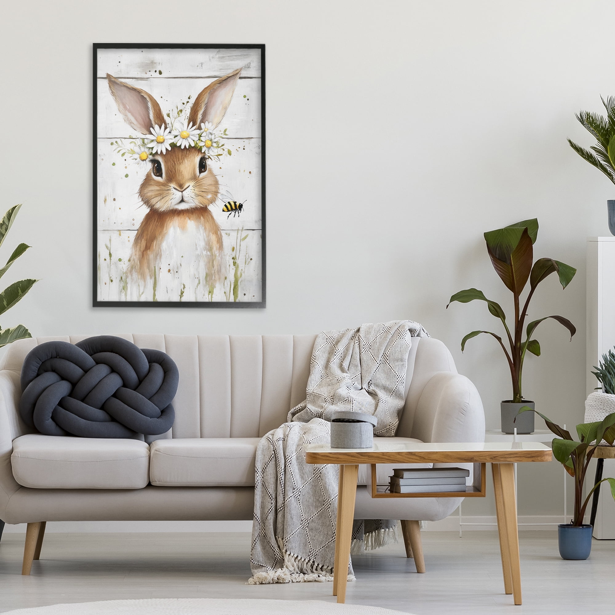 Stupell Industries The Bunny & The Bee Black Framed Giclee Art, design by Tina LeCour