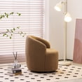 thumbnail image 6 of Onbeam Accent Chairs for Living Room and Bedroom - Swivel Barrel Chair and Reading Armchair with Teddy Fabric and Metal Base - Chocolate, 6 of 10