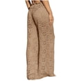 thumbnail image 5 of Womens Crochet Swimsuit Coverup Pants High Waisted Drawstring Sexy Sheer Mesh Knit Wide Leg Beach Pants, 5 of 6