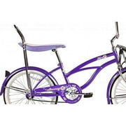 Wonder Wheels 20 In. Beach Cruiser Lowrider Coaster Brake Single Speed Bicycle, Bike With Banana Seat Stainless Steel Spokes One Piece Crank Alloy Rims 36 H - Purple